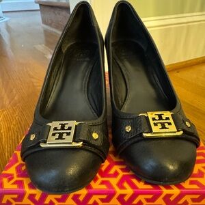 Tory Burch 65MM Black Closed Toe Wedge - Tumbled